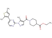 ethyl 1-({1-[4-(2,5-dimethyl-3-thienyl)-2-pyrimidinyl]-5-methyl-1H-pyrazol-4-yl}carbonyl)-4-piperidinecarboxylate
