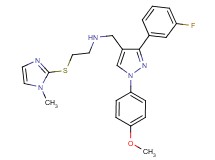 N-{[3-(3-fluorophenyl)-1-(4-methoxyphenyl)-1H-pyrazol-4-yl]methyl}-2-[(1-methyl-1H-imidazol-2-yl)thio]ethanamine