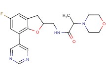 N-{[5-fluoro-7-(5-pyrimidinyl)-2,3-dihydro-1-benzofuran-2-yl]methyl}-2-(4-morpholinyl)propanamide