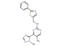 5-methyl-4-(1-methyl-1H-1,2,4-triazol-5-yl)-N-[(2-phenyl-1,3-thiazol-5-yl)methyl]pyrimidin-2-amine