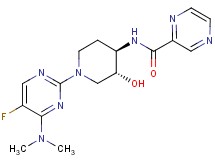 N-{(3R*,4R*)-1-[4-(dimethylamino)-5-fluoropyrimidin-2-yl]-3-hydroxypiperidin-4-yl}pyrazine-2-carboxamide