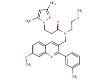 3-(3,5-dimethyl-1H-pyrazol-1-yl)-N-(2-methoxyethyl)-N-{[7-methoxy-2-(3-methylphenyl)-3-quinolinyl]methyl}propanamide