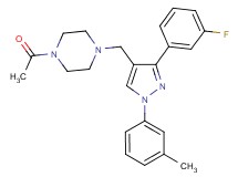 1-acetyl-4-{[3-(3-fluorophenyl)-1-(3-methylphenyl)-1H-pyrazol-4-yl]methyl}piperazine