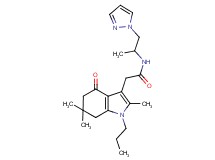 N-[1-methyl-2-(1H-pyrazol-1-yl)ethyl]-2-(2,6,6-trimethyl-4-oxo-1-propyl-4,5,6,7-tetrahydro-1H-indol-3-yl)acetamide