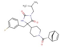 5-{1-[(1R*,2R*,4R*)-bicyclo[2.2.1]hept-5-en-2-ylcarbonyl]-4-piperidinyl}-5-(3-fluorobenzyl)-3-isobutyl-2,4-imidazolidinedione