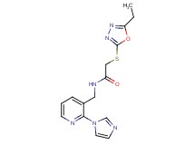 2-[(5-ethyl-1,3,4-oxadiazol-2-yl)thio]-N-{[2-(1H-imidazol-1-yl)pyridin-3-yl]methyl}acetamide