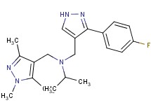 N-{[3-(4-fluorophenyl)-1H-pyrazol-4-yl]methyl}-N-[(1,3,5-trimethyl-1H-pyrazol-4-yl)methyl]propan-2-amine