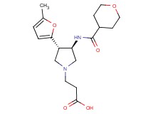 3-{(3S*,4R*)-3-(5-methyl-2-furyl)-4-[(tetrahydro-2H-pyran-4-ylcarbonyl)amino]-1-pyrrolidinyl}propanoic acid