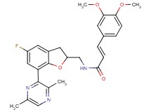 (2E)-3-(3,4-dimethoxyphenyl)-N-{[7-(3,6-dimethyl-2-pyrazinyl)-5-fluoro-2,3-dihydro-1-benzofuran-2-yl]methyl}acrylamide