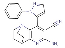 6-amino-8-(1-phenyl-1H-pyrazol-5-yl)-3,4-dihydro-2H-1,4-ethano-1,5-naphthyridine-7-carbonitrile