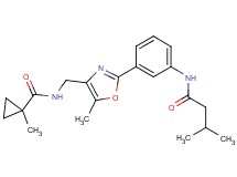 1-methyl-N-[(5-methyl-2-{3-[(3-methylbutanoyl)amino]phenyl}-1,3-oxazol-4-yl)methyl]cyclopropanecarboxamide