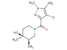 (3R*,4S*)-1-[(4-chloro-1,5-dimethyl-1H-pyrazol-3-yl)carbonyl]-3,4-dimethylpiperidin-4-ol