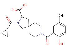 2-(cyclopropylcarbonyl)-8-(2-hydroxy-5-methylbenzoyl)-2,8-diazaspiro[4.5]decane-3-carboxylic acid
