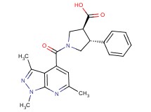 (3S*,4R*)-4-phenyl-1-[(1,3,6-trimethyl-1H-pyrazolo[3,4-b]pyridin-4-yl)carbonyl]pyrrolidine-3-carboxylic acid