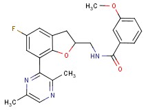 N-{[7-(3,6-dimethyl-2-pyrazinyl)-5-fluoro-2,3-dihydro-1-benzofuran-2-yl]methyl}-3-methoxybenzamide