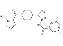 3-fluoro-N-{1-[1-(2-methyl-3-furoyl)-4-piperidinyl]-1H-pyrazol-5-yl}benzamide
