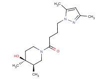 (3R*,4S*)-1-[4-(3,5-dimethyl-1H-pyrazol-1-yl)butanoyl]-3,4-dimethylpiperidin-4-ol