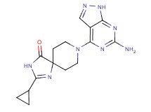 8-(6-amino-1H-pyrazolo[3,4-d]pyrimidin-4-yl)-2-cyclopropyl-1,3,8-triazaspiro[4.5]dec-1-en-4-one