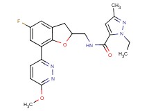 1-ethyl-N-{[5-fluoro-7-(6-methoxy-3-pyridazinyl)-2,3-dihydro-1-benzofuran-2-yl]methyl}-3-methyl-1H-pyrazole-5-carboxamide