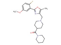 1-{[2-(2-fluoro-5-methoxyphenyl)-5-methyl-1,3-oxazol-4-yl]methyl}-4-(1-piperidinylcarbonyl)piperidine