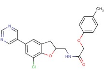 N-{[7-chloro-5-(5-pyrimidinyl)-2,3-dihydro-1-benzofuran-2-yl]methyl}-2-(4-methylphenoxy)acetamide