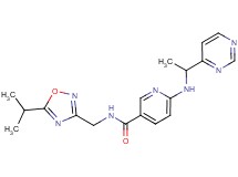 N-[(5-isopropyl-1,2,4-oxadiazol-3-yl)methyl]-6-[(1-pyrimidin-4-ylethyl)amino]nicotinamide