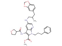 methyl 5-{[3-(1,3-benzodioxol-5-yl)-2-methylpropyl]amino}-1-(3-phenylpropyl)-3-[(tetrahydro-3-furanylcarbonyl)amino]-1H-pyrrolo[2,3-b]pyridine-2-carboxylate