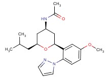 N-{(2S*,4R*,6S*)-2-isobutyl-6-[5-methoxy-2-(1H-pyrazol-1-yl)phenyl]tetrahydro-2H-pyran-4-yl}acetamide