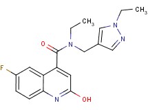 N-ethyl-N-[(1-ethyl-1H-pyrazol-4-yl)methyl]-6-fluoro-2-hydroxy-4-quinolinecarboxamide