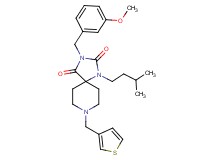 3-(3-methoxybenzyl)-1-(3-methylbutyl)-8-(3-thienylmethyl)-1,3,8-triazaspiro[4.5]decane-2,4-dione