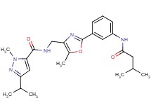 3-isopropyl-1-methyl-N-[(5-methyl-2-{3-[(3-methylbutanoyl)amino]phenyl}-1,3-oxazol-4-yl)methyl]-1H-pyrazole-5-carboxamide