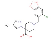 1-[(6-chloro-1,3-benzodioxol-5-yl)methyl]-4-(4-methyl-1H-pyrazol-1-yl)piperidine-4-carboxylic acid