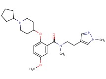 2-[(1-cyclopentyl-4-piperidinyl)oxy]-5-methoxy-N-methyl-N-[2-(1-methyl-1H-pyrazol-4-yl)ethyl]benzamide