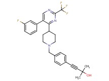 4-[4-({4-[5-(3-fluorophenyl)-2-(trifluoromethyl)-4-pyrimidinyl]-1-piperidinyl}methyl)phenyl]-2-methyl-3-butyn-2-ol