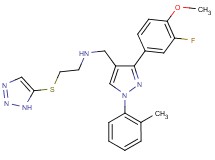 N-{[3-(3-fluoro-4-methoxyphenyl)-1-(2-methylphenyl)-1H-pyrazol-4-yl]methyl}-2-(1H-1,2,3-triazol-5-ylthio)ethanamine