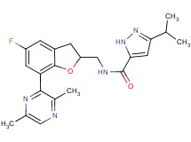 N-{[7-(3,6-dimethyl-2-pyrazinyl)-5-fluoro-2,3-dihydro-1-benzofuran-2-yl]methyl}-3-isopropyl-1H-pyrazole-5-carboxamide