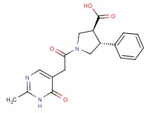 (3S*,4R*)-1-[(2-methyl-6-oxo-1,6-dihydropyrimidin-5-yl)acetyl]-4-phenylpyrrolidine-3-carboxylic acid