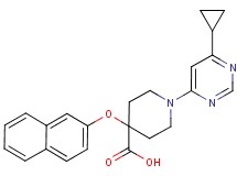 1-(6-cyclopropylpyrimidin-4-yl)-4-(2-naphthyloxy)piperidine-4-carboxylic acid