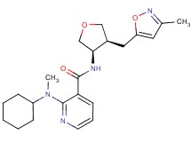 2-[cyclohexyl(methyl)amino]-N-{(3R*,4S*)-4-[(3-methylisoxazol-5-yl)methyl]tetrahydrofuran-3-yl}nicotinamide