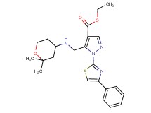 ethyl 5-{[(2,2-dimethyltetrahydro-2H-pyran-4-yl)amino]methyl}-1-(4-phenyl-1,3-thiazol-2-yl)-1H-pyrazole-4-carboxylate