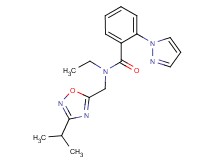 N-ethyl-N-[(3-isopropyl-1,2,4-oxadiazol-5-yl)methyl]-2-(1H-pyrazol-1-yl)benzamide
