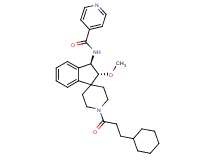 N-[(2R*,3R*)-1'-(3-cyclohexylpropanoyl)-2-methoxy-2,3-dihydrospiro[indene-1,4'-piperidin]-3-yl]isonicotinamide