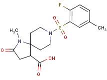 8-[(2-fluoro-5-methylphenyl)sulfonyl]-1-methyl-2-oxo-1,8-diazaspiro[4.5]decane-4-carboxylic acid