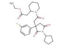 ethyl (1-{[1-cyclopentyl-3-(3-fluorophenyl)-2,5-dioxo-3-pyrrolidinyl]acetyl}-2-piperidinyl)acetate