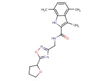 3,4,7-trimethyl-N-{[5-(tetrahydro-2-furanyl)-1,2,4-oxadiazol-3-yl]methyl}-1H-indole-2-carboxamide