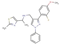 N-{[3-(2-fluoro-4-methoxyphenyl)-1-phenyl-1H-pyrazol-4-yl]methyl}-1-(2-methyl-1,3-thiazol-4-yl)ethanamine