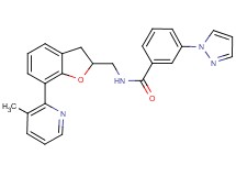 N-{[7-(3-methyl-2-pyridinyl)-2,3-dihydro-1-benzofuran-2-yl]methyl}-3-(1H-pyrazol-1-yl)benzamide
