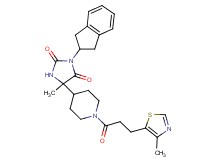 3-(2,3-dihydro-1H-inden-2-yl)-5-methyl-5-{1-[3-(4-methyl-1,3-thiazol-5-yl)propanoyl]-4-piperidinyl}-2,4-imidazolidinedione