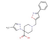 4-(4-methyl-1H-pyrazol-1-yl)-1-[(3-phenylisoxazol-5-yl)methyl]piperidine-4-carboxylic acid