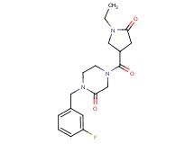 4-[(1-ethyl-5-oxo-3-pyrrolidinyl)carbonyl]-1-(3-fluorobenzyl)-2-piperazinone